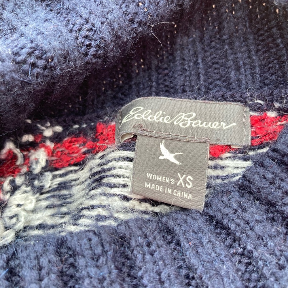 Eddie Bauer Navy and Red Turtleneck Sweater - Picture 8 of 8